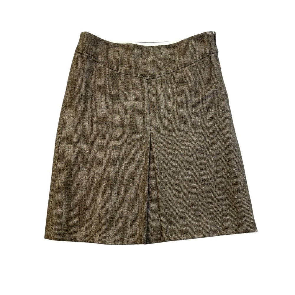 Gap Herringbone Skirt Womens 6 Brown Vintage Fall 2004 Side Zip‎ Lined Career